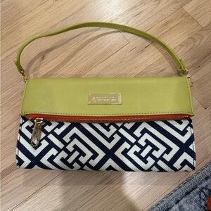 Spartina Haig Pointe  Green and Navy Patterned Foldover Clutch